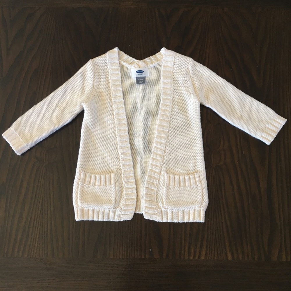 18-24M Girls Cream Open Front Cardigan EUC